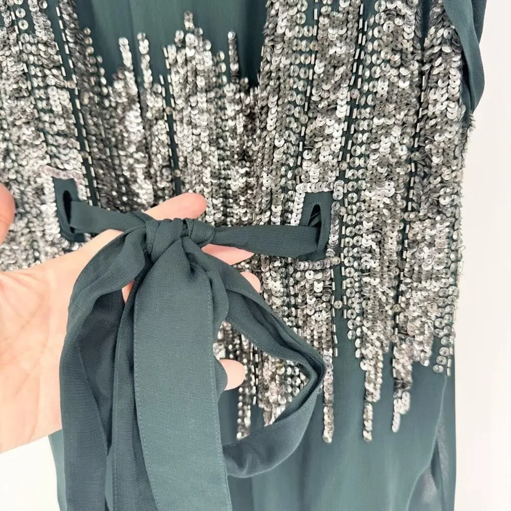 french connection green sequin dress French Connection Estari ombre swing mini dress in emerald sequin